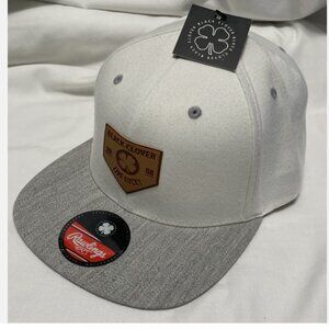 Black Clover Baseball Hat Mens Fitted Leather Diamond Patch Grey White S/M